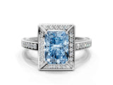 White gold Fancy Blue Radiant  Cut Halo Pave Split Shank Prong Setting Ring_32
