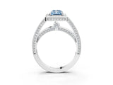 White gold Fancy Blue Radiant  Cut Halo Pave Split Shank Prong Setting Ring_35