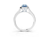 White gold Fancy Blue Radiant Cut Halo Round Diamond Pavé Band with Four-Prong Setting_24
