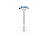 White gold Fancy Blue Radiant Cut Halo Round Diamond Pavé Band with Four-Prong Setting_29