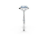 White gold Fancy Blue Radiant Cut Halo Round Diamond Pavé Band with Four-Prong Setting_41
