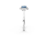 White gold Fancy Blue Radiant Cut Halo Round Diamond Solitaire Engagement Ring with Pave Band and Four-Prong Setting_26