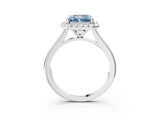White gold Fancy Blue Radiant Cut Halo Round Diamond Solitaire Engagement Ring with Pave Band and Four-Prong Setting_27
