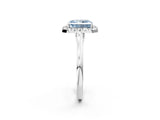 White gold Fancy Blue Radiant Cut Halo Round Diamond Solitaire Ring with Pavé Band and Four-Prong Setting_2