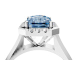 White gold Fancy Blue Radiant  Cut Halo Solitaire Engagement Ring with Square Band and Four-Prong Setting_107