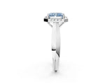 White gold Fancy Blue Radiant  Cut Halo Solitaire Engagement Ring with Square Band and Four-Prong Setting_228