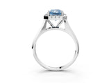 White gold Fancy Blue Radiant  Cut Halo Solitaire Engagement Ring with Square Band and Four-Prong Setting_229