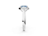 White gold Fancy Blue Radiant  Cut Halo Solitaire Engagement Ring with Square Band and Four-Prong Setting_2