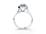 White gold Fancy Blue Radiant  Cut Halo Solitaire Engagement Ring with Square Band and Four-Prong Setting_3