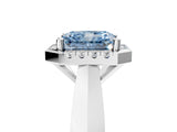 White gold Fancy Blue Radiant  Cut Halo Solitaire Engagement Ring with Square Band and Four-Prong Setting_5