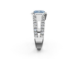 White gold Fancy Blue Radiant  Cut Halo Split Shank Diamond Ring with Four-Prong Setting_47