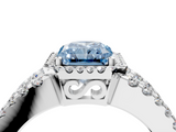 White gold Fancy Blue Radiant  Cut Halo Split Shank Diamond Ring with Four-Prong Setting_49