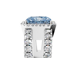 White gold Fancy Blue Radiant  Cut Halo Split Shank Diamond Ring with Four-Prong Setting_50