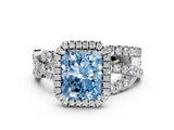 White gold Fancy Blue Radiant  Cut Halo Split Shank Prong Setting Ring_12