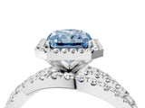 White gold Fancy Blue Radiant  Cut Halo Split Shank Prong Setting Ring_28