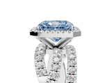 White gold Fancy Blue Radiant  Cut Halo Split Shank Prong Setting Ring_29