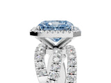 White gold Fancy Blue Radiant  Cut Halo Split Shank Prong Setting Ring_41