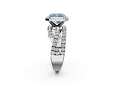 White gold Fancy Blue Radiant  Cut Halo Split Shank Prong Setting Ring_60