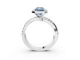 White gold Fancy Blue Radiant  Cut Halo Split Shank Prong Setting Ring_61