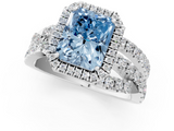 White gold Fancy Blue Radiant  Cut Halo Split Shank Prong Setting Ring_61