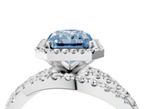 White gold Fancy Blue Radiant  Cut Halo Split Shank Prong Setting Ring_64
