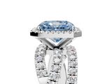 White gold Fancy Blue Radiant  Cut Halo Split Shank Prong Setting Ring_65