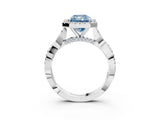 White gold Fancy Blue Radiant Cut Halo Twist Band with Four-Prong Setting_75