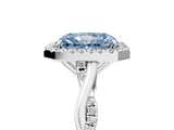 White gold Fancy Blue Radiant Cut Halo Twist Band with Four-Prong Setting_77