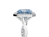 White gold Fancy Blue Radiant  Cut Halo Twisted Band Four-Prong Ring_25