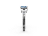 White gold Fancy Blue Radiant  Cut Milgrain Channel Set Engagement Ring with Solitaire Prong Setting_50