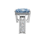 White gold Fancy Blue Radiant  Cut Milgrain Channel Set Engagement Ring with Solitaire Prong Setting_53