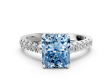 White gold Fancy Blue Radiant  Cut Pavé Band Solitaire Ring with Four-Prong Setting_25
