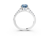 White gold Fancy Blue Radiant  Cut Pavé Band Solitaire Ring with Four-Prong Setting_28