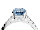 White gold Fancy Blue Radiant  Cut Pavé Band Solitaire Ring with Four-Prong Setting_29