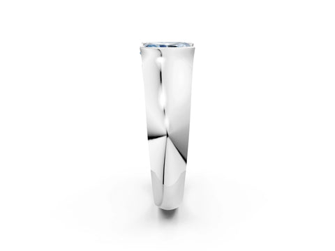 White gold Fancy Blue Radiant Cut Solitaire Bezel Set Diamond Ring with Wide Band_14