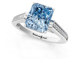 White gold Fancy Blue Radiant Cut Solitaire Cathedral Diamond Engagement Ring with Channel-Set Band and Four-Prong Setting_16