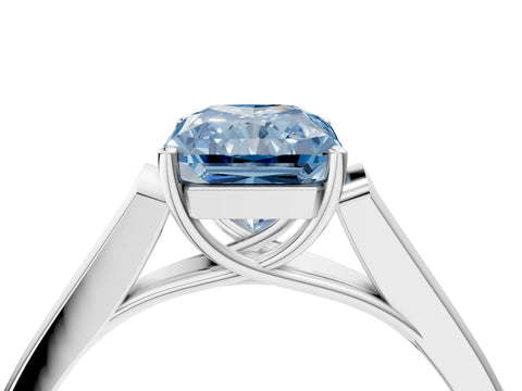 White gold Fancy Blue Radiant Cut Solitaire Cathedral Diamond Engagement Ring with Channel-Set Band and Four-Prong Setting_19