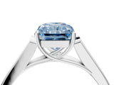 White gold Fancy Blue Radiant Cut Solitaire Cathedral Diamond Engagement Ring with Channel-Set Band and Four-Prong Setting_19
