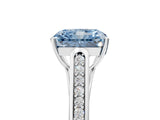 White gold Fancy Blue Radiant Cut Solitaire Cathedral Diamond Engagement Ring with Channel-Set Band and Four-Prong Setting_20