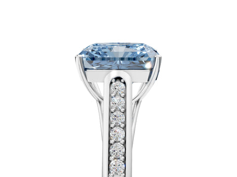 White gold Fancy Blue Radiant Cut Solitaire Cathedral Diamond Engagement Ring with Channel-Set Band and Four-Prong Setting_20