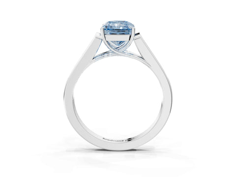 White gold Fancy Blue Radiant Cut Solitaire Cathedral Diamond Engagement Ring with Channel-Set Band and Four-Prong Setting_6