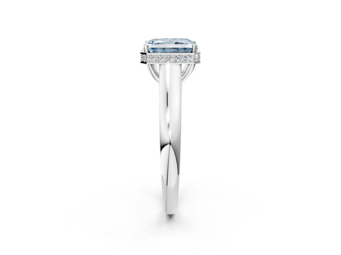 White gold Fancy Blue Radiant Cut Solitaire Diamond Engagement Ring with Four-Prong Setting and Tapered Band_14