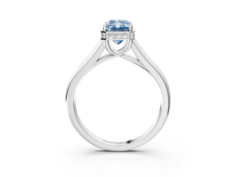 White gold Fancy Blue Radiant Cut Solitaire Diamond Engagement Ring with Four-Prong Setting and Tapered Band_15