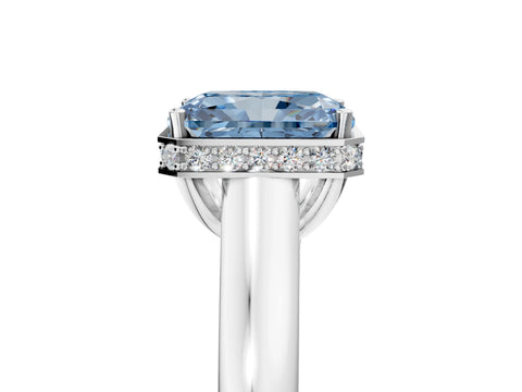 White gold Fancy Blue Radiant Cut Solitaire Diamond Engagement Ring with Four-Prong Setting and Tapered Band_17