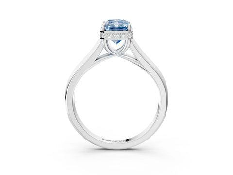 White gold Fancy Blue Radiant Cut Solitaire Diamond Engagement Ring with Four-Prong Setting and Tapered Band_3
