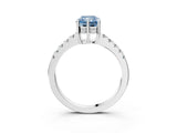 White gold Fancy Blue Radiant Cut Solitaire Diamond Engagement Ring with Pavé Band and Six-Prong Setting_15