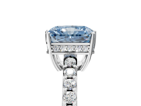White gold Fancy Blue Radiant Cut Solitaire Diamond Engagement Ring with Pavé Band and Six-Prong Setting_17