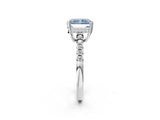 White gold Fancy Blue Radiant Cut Solitaire Diamond Engagement Ring with Pavé Band and Six-Prong Setting_32
