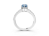 White gold Fancy Blue Radiant Cut Solitaire Diamond Engagement Ring with Pavé Band and Six-Prong Setting_33