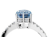 White gold Fancy Blue Radiant Cut Solitaire Diamond Engagement Ring with Pavé Band and Six-Prong Setting_34